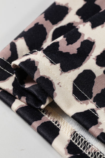 Leopard Print Tie Waist Wide Leg Lounge Pants Women