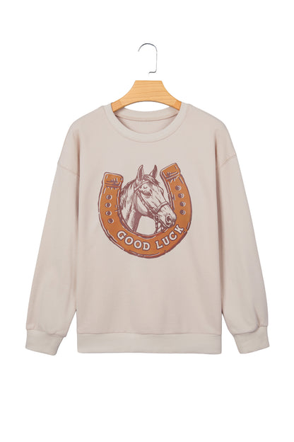Western Horse Horseshoe Graphic Oversized Sweatshirt