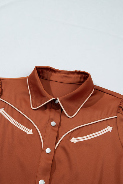 Western Satin Yoke Snap Button Long Sleeve Shirt