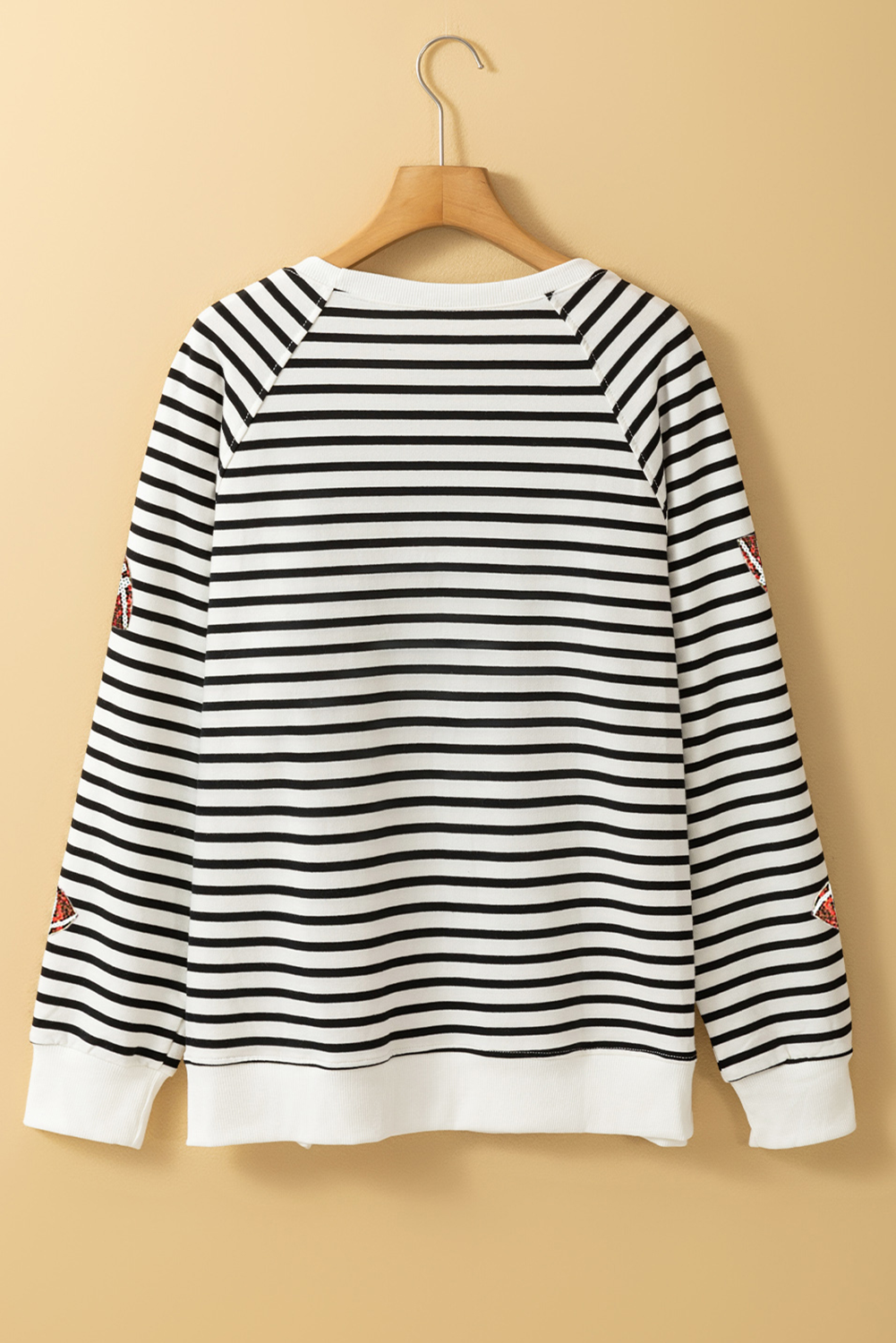 Game Day Black Stripe Sequin Rugby Football Side Slits Oversized Sweatshirt