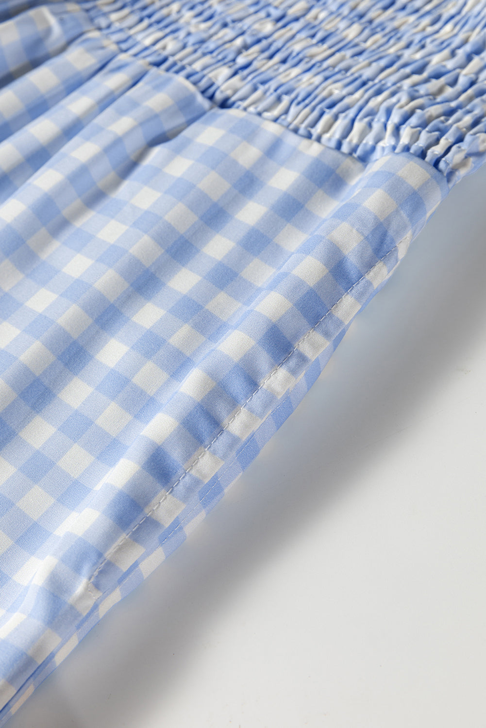 Plaid Smocked High Waist Wide Leg Casual Pants