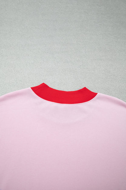 Contrast Trim Relaxed Fit Plus Size Sweatshirt