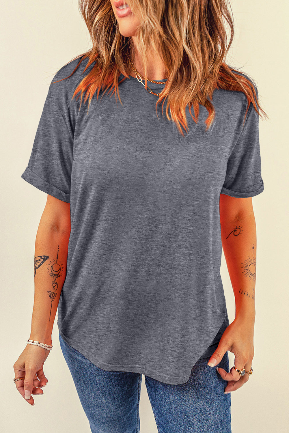 White Casual Crew Neck Short Sleeve Basic Tee