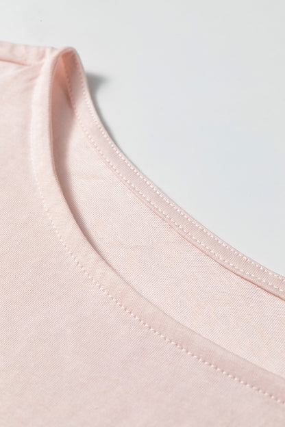 Gossamer Pink Ruffle Sleeve Loose Long Sleeve Blouse Top