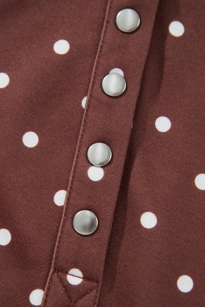 Polka Dot Button Collar Pullover Sweatshirt
