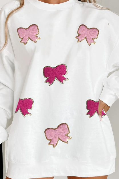 Valentine's Bowknot Graphic Drop Shoulder Baggy Sweatshirt