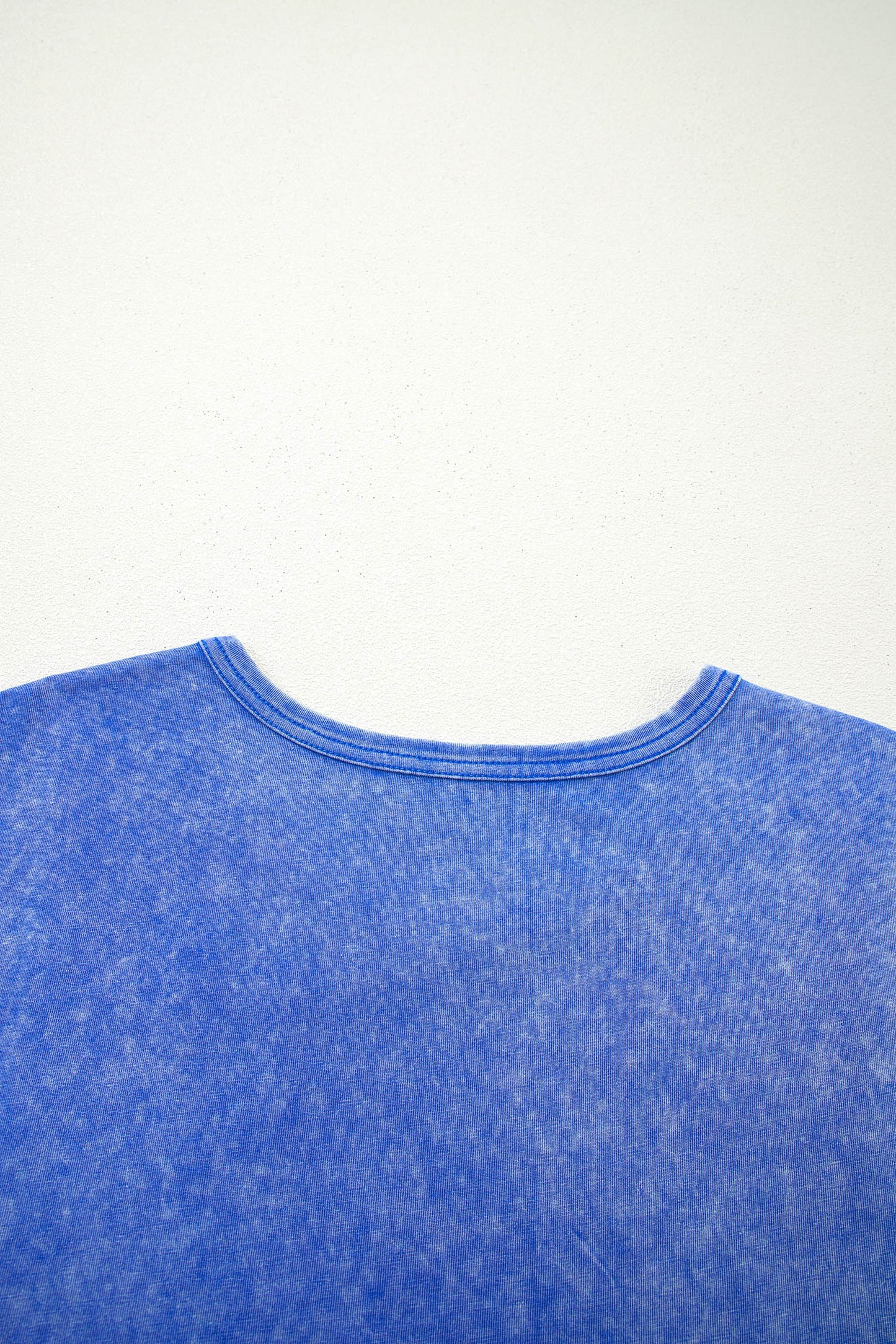Sky Blue Lace Sleeve Mineral Wash Cotton Tee