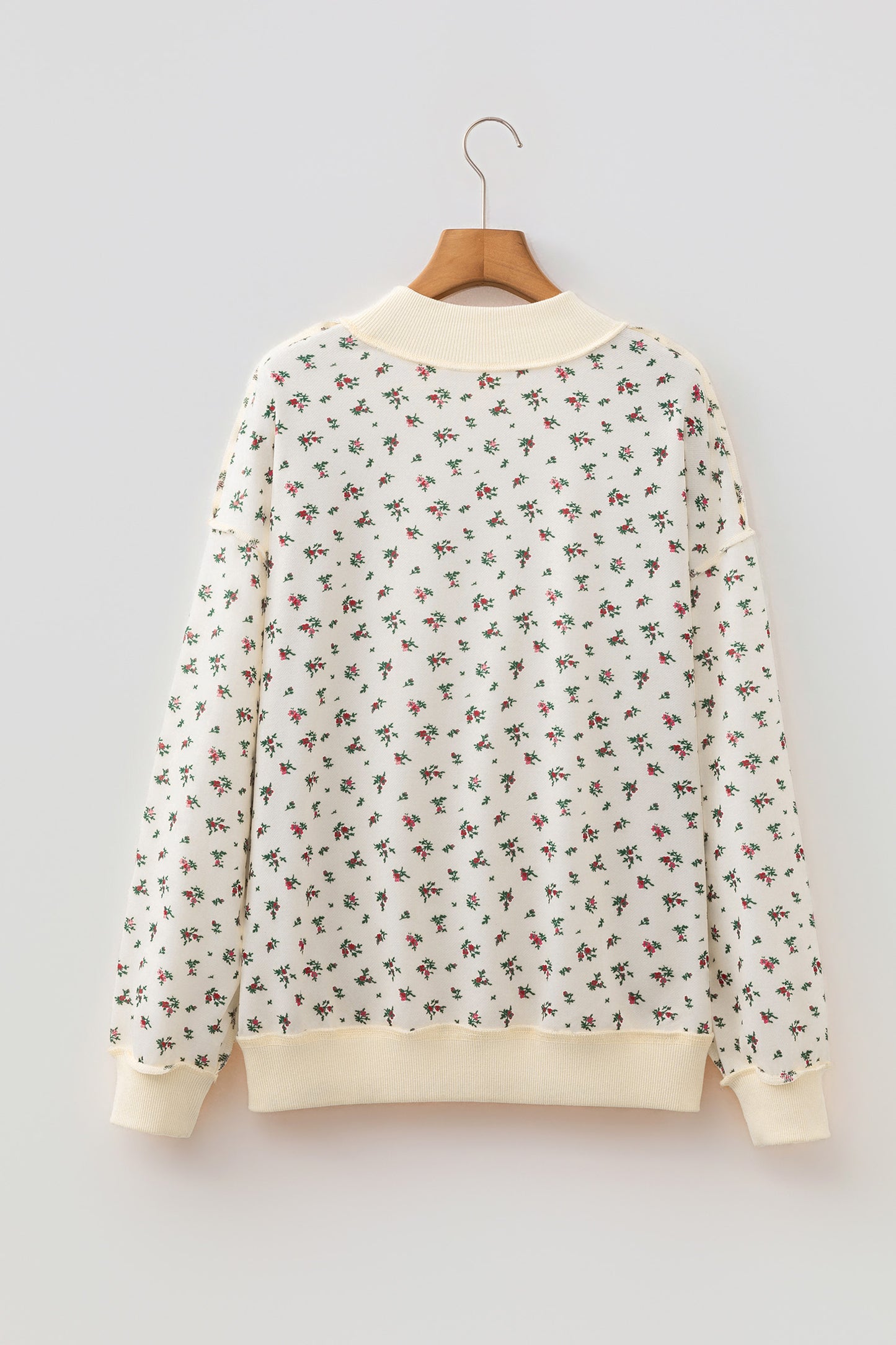 Floral Mock Neck Pullover Sweatshirt Women Casual Top
