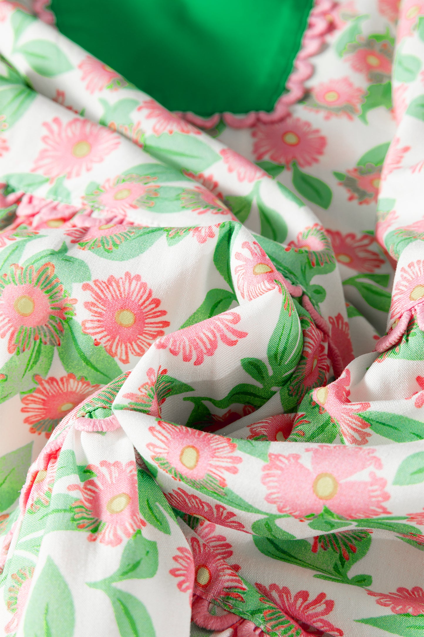 Easter Floral Ricrac Trim Puff Sleeve Dress