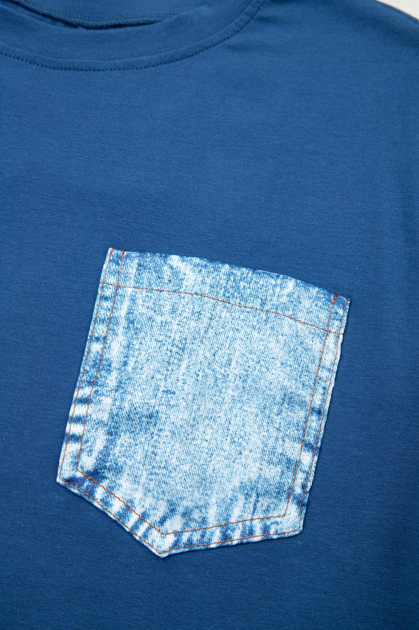 Pocket Tee Women Contrast Denim Pocket Casual T Shirt