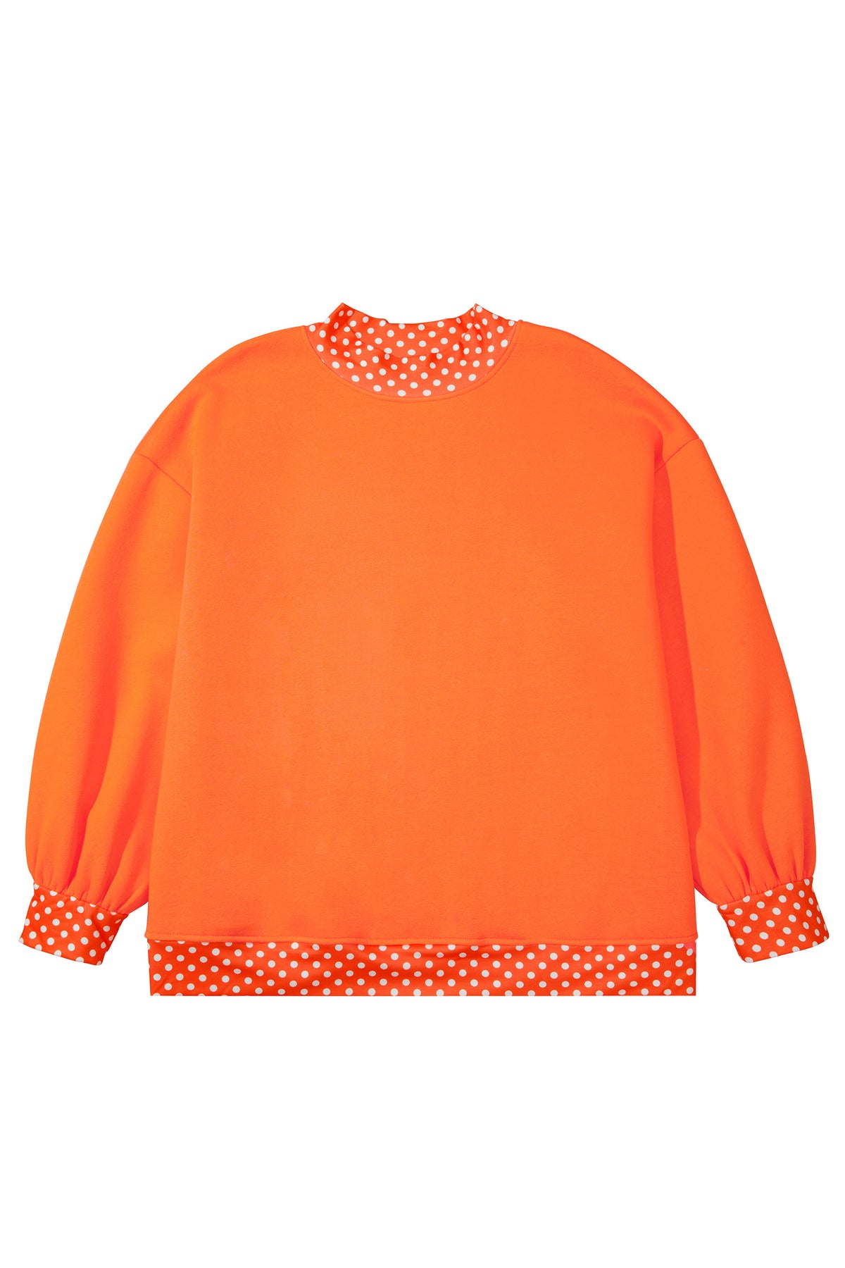 Polka Dot Trim Plus Size Crew Neck Tunic Sweatshirt