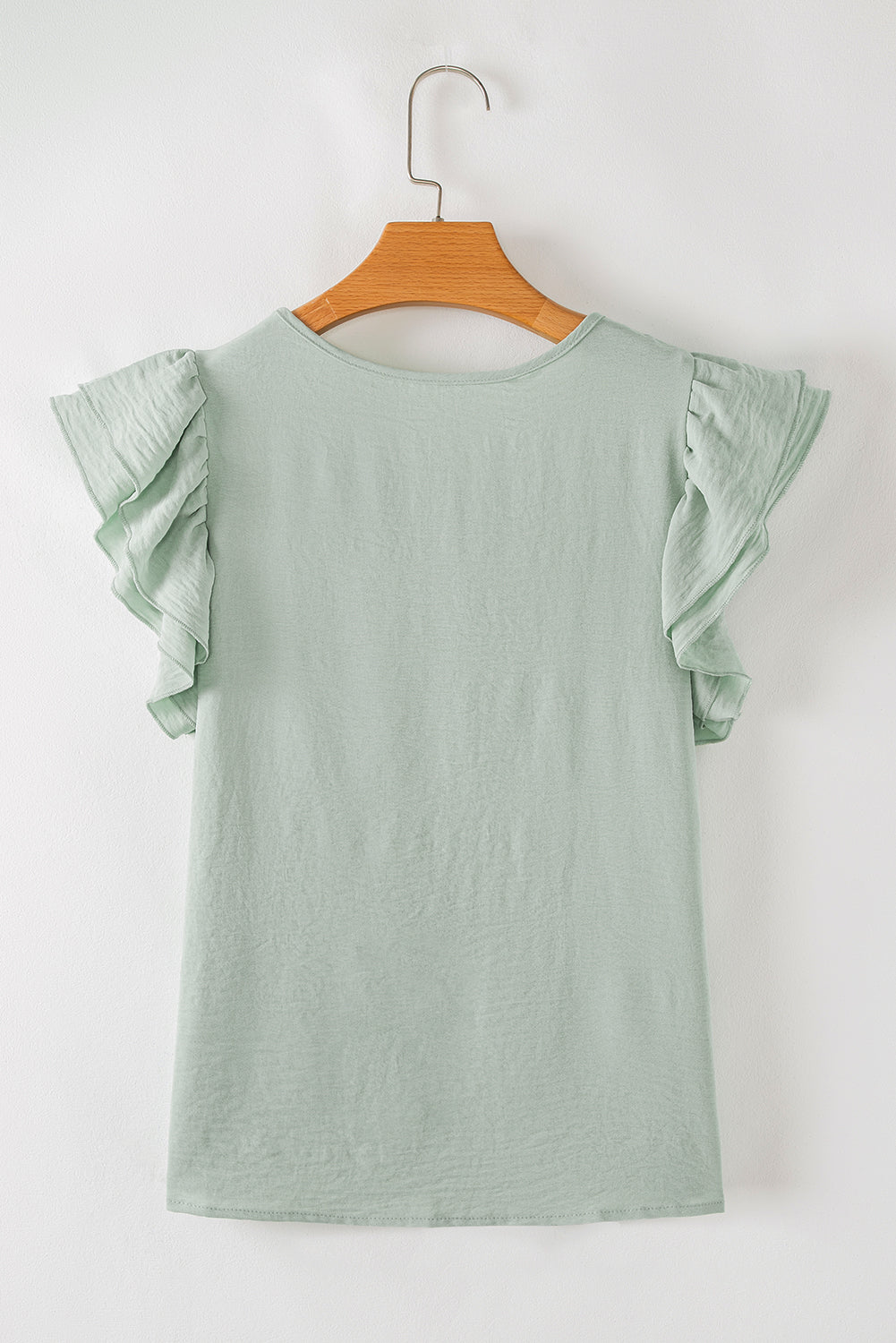 Clearly Aqua Ruffle Sleeve Summer Casual Blouse Top
