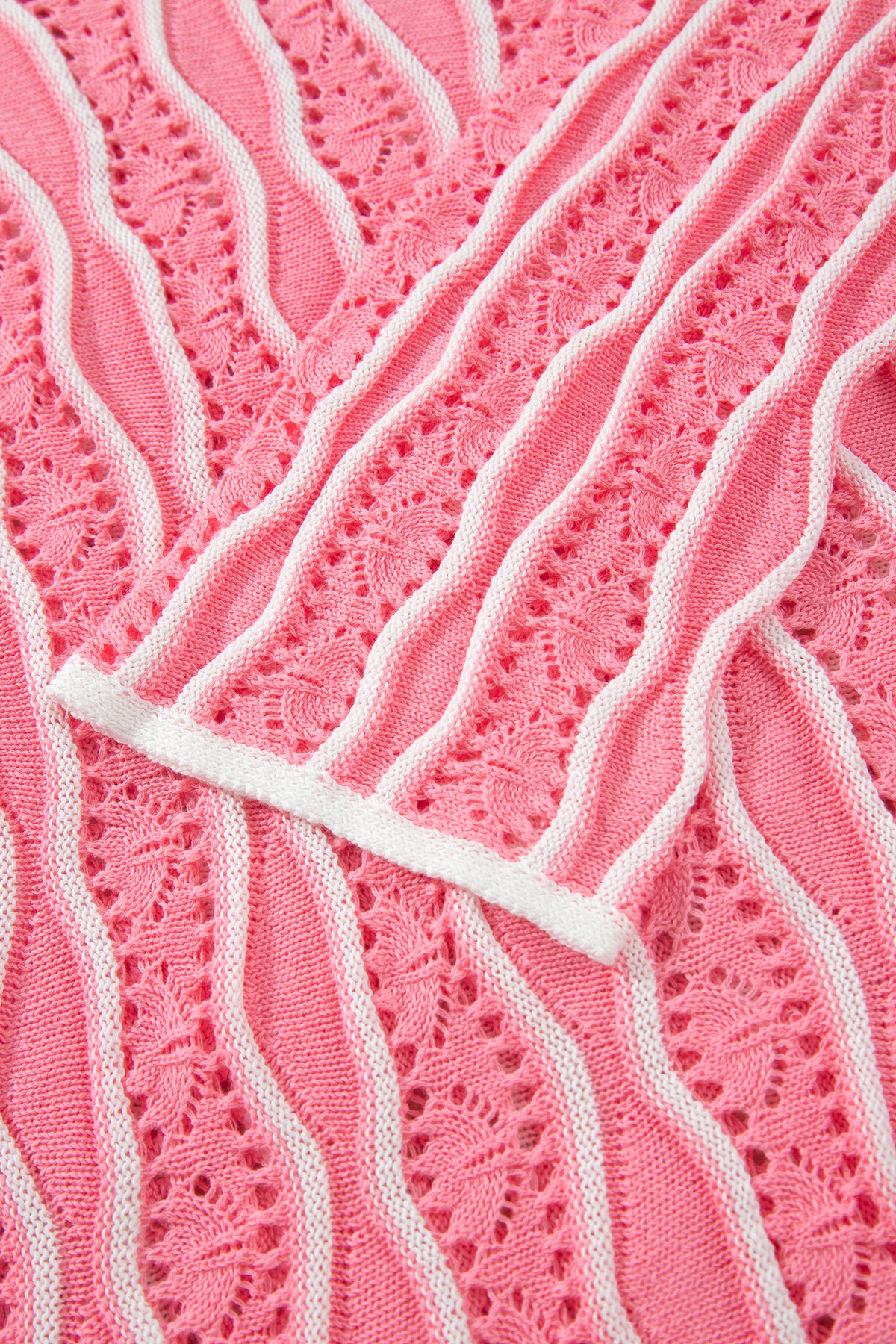 Women's Wavy Stripe Open Knit Pullover Sweater
