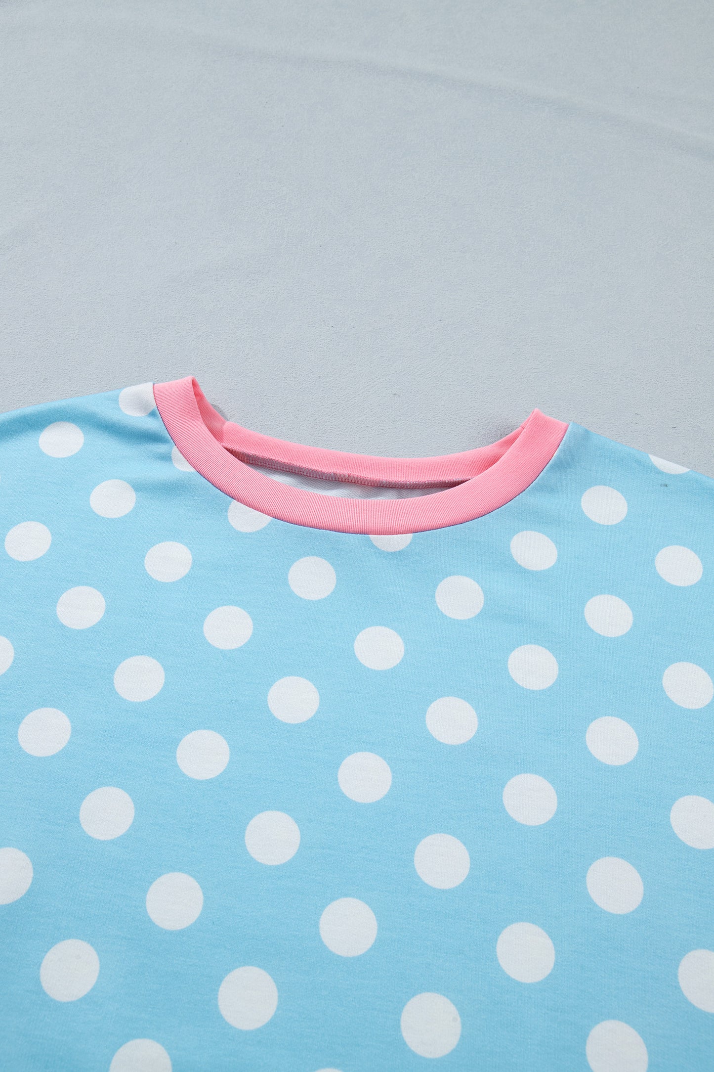 Polka Dot Lounge Set Contrast Trim Tee and Shorts