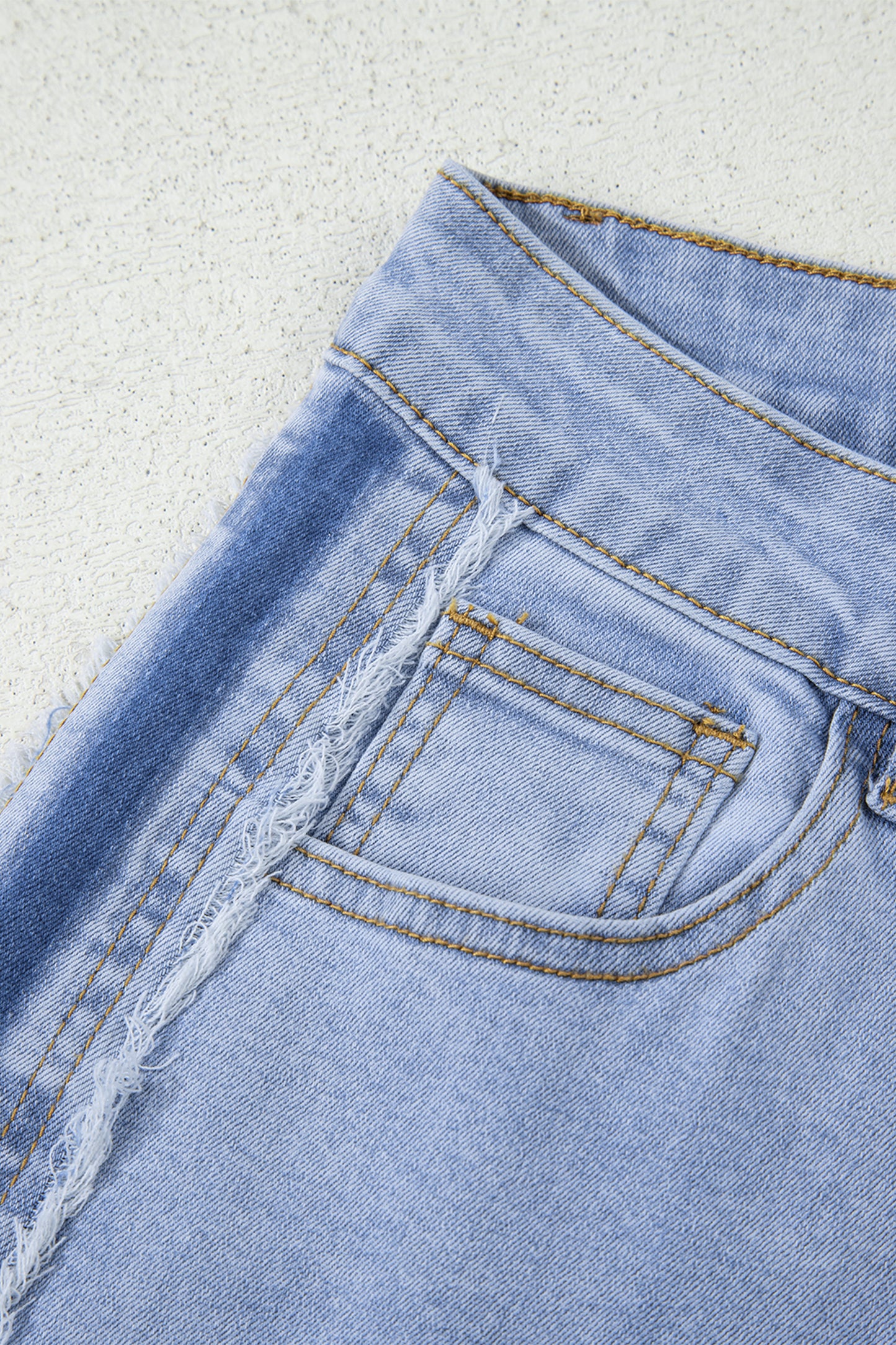 Beau Blue Contrast Stripe Patchwork Frayed Jeans
