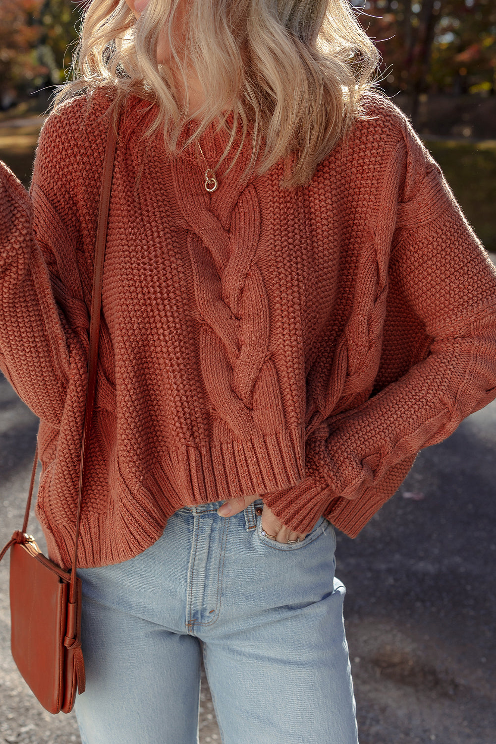 Redwood Chunky Cable Knit Slouchy Oversized Sweater