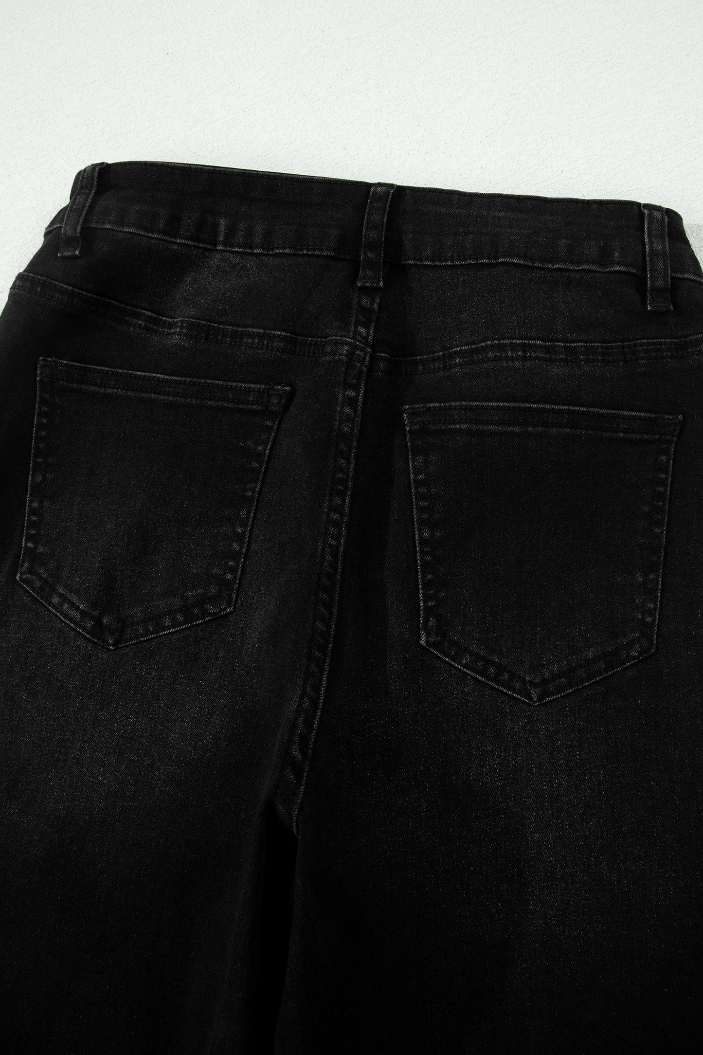 High Waisted Cropped Straight Leg Jeans Raw Hem Denim