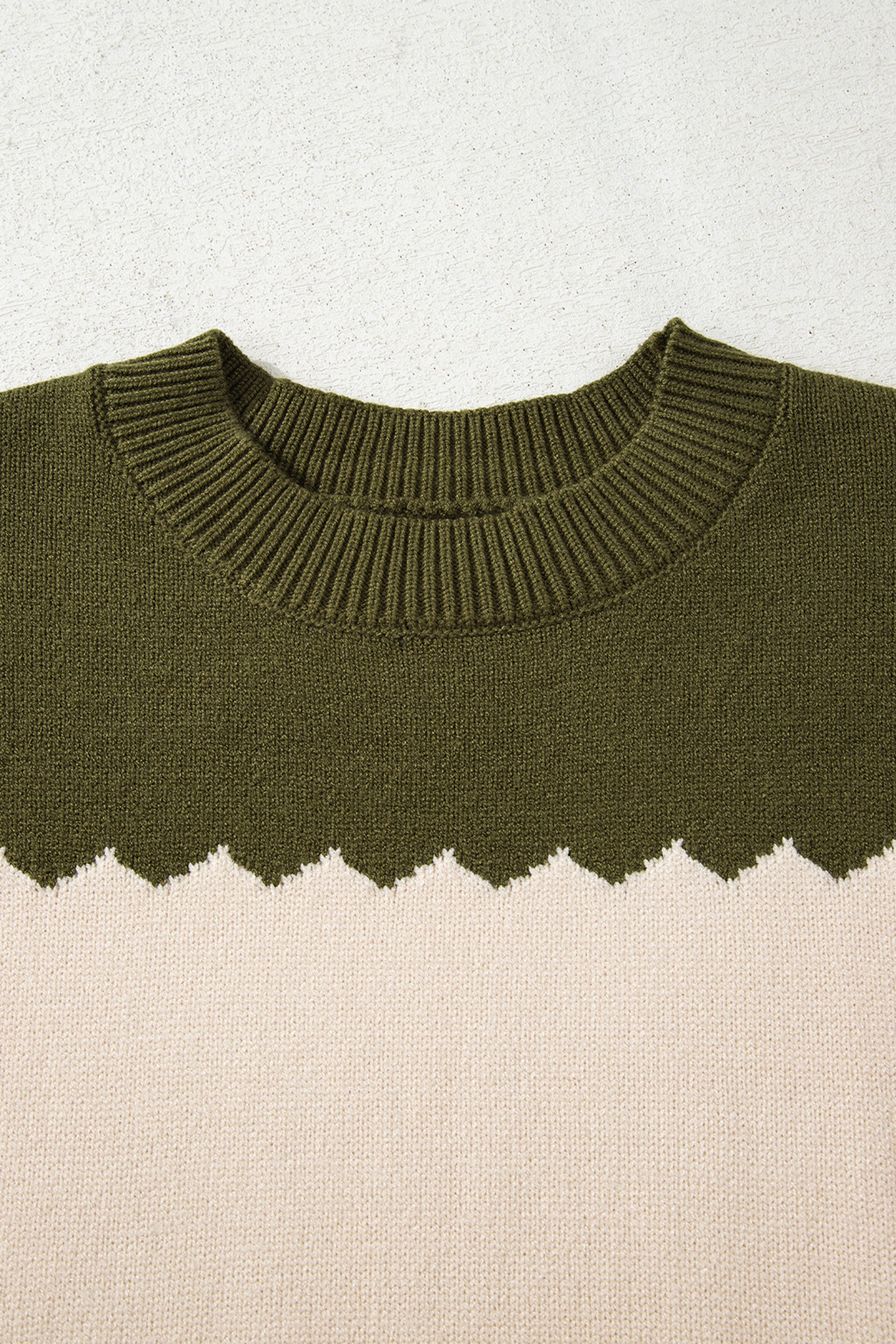 Black Beige Brown Colorblock Drop Shoulder Knit Sweater