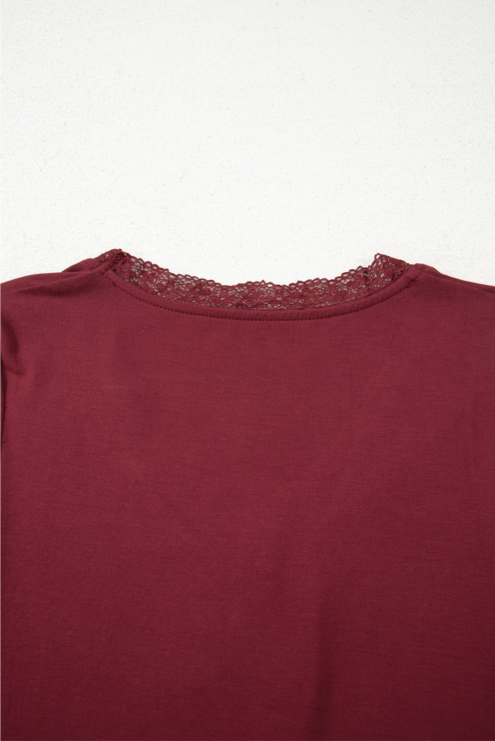 Smoke Gray Lace Trim Ruched V Neck Long Sleeve Women’s Top