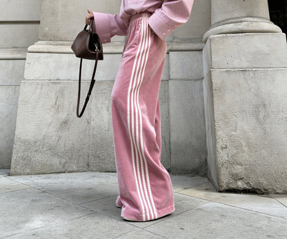 Women's Baggy Striped Streetwear Track Pants Elastic Waist