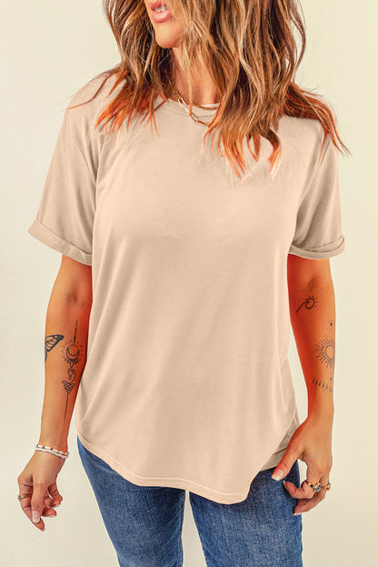 White Casual Crew Neck Short Sleeve Basic Tee