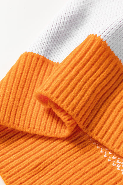 Checkered Polo Collar Loose Knit Sweater