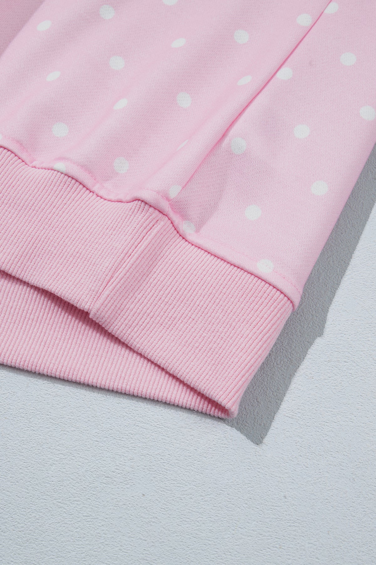 Polka Dot Button Collar Pullover Sweatshirt