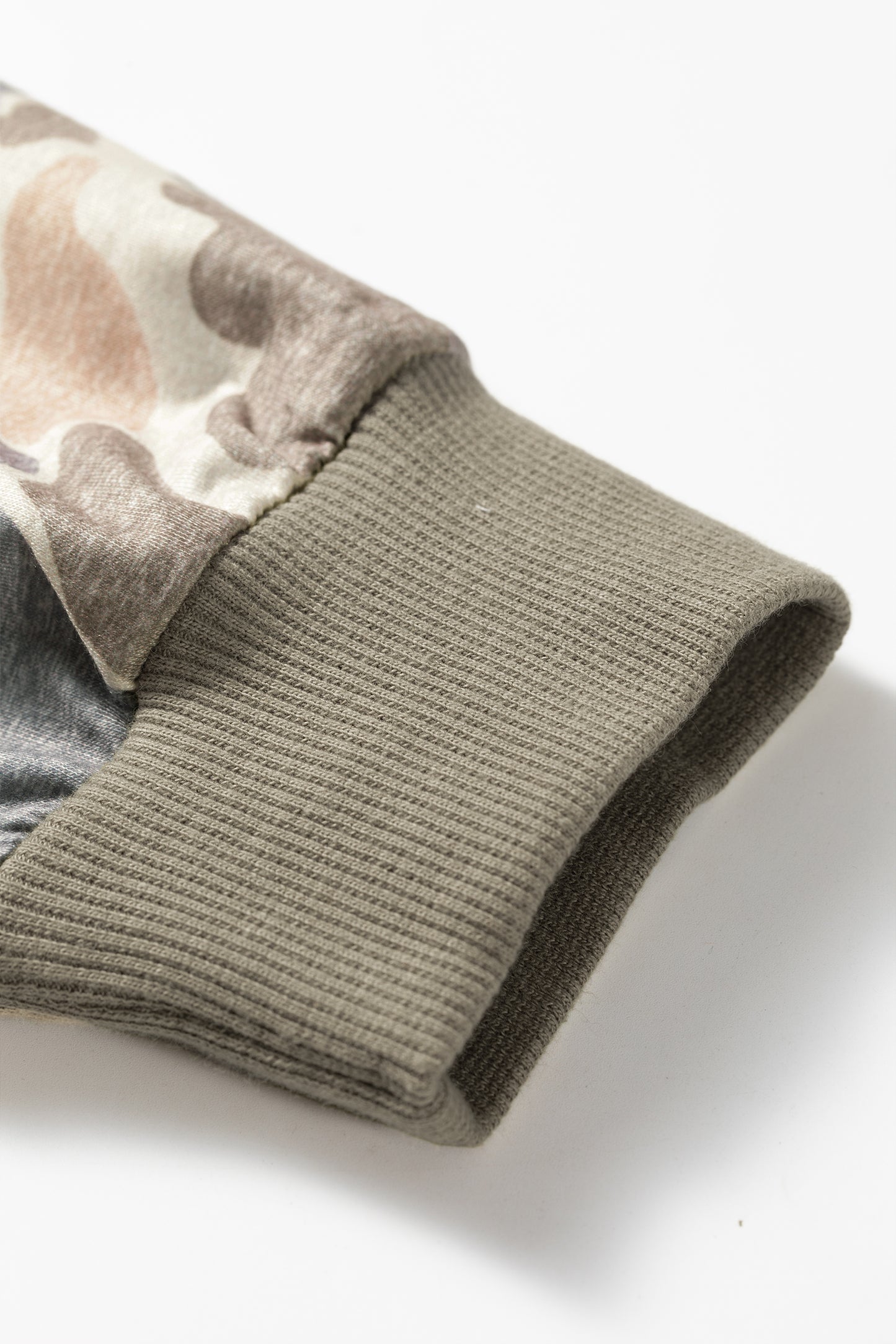 Camouflage Oversized Pullover Sweatshirt Rib Trim Top