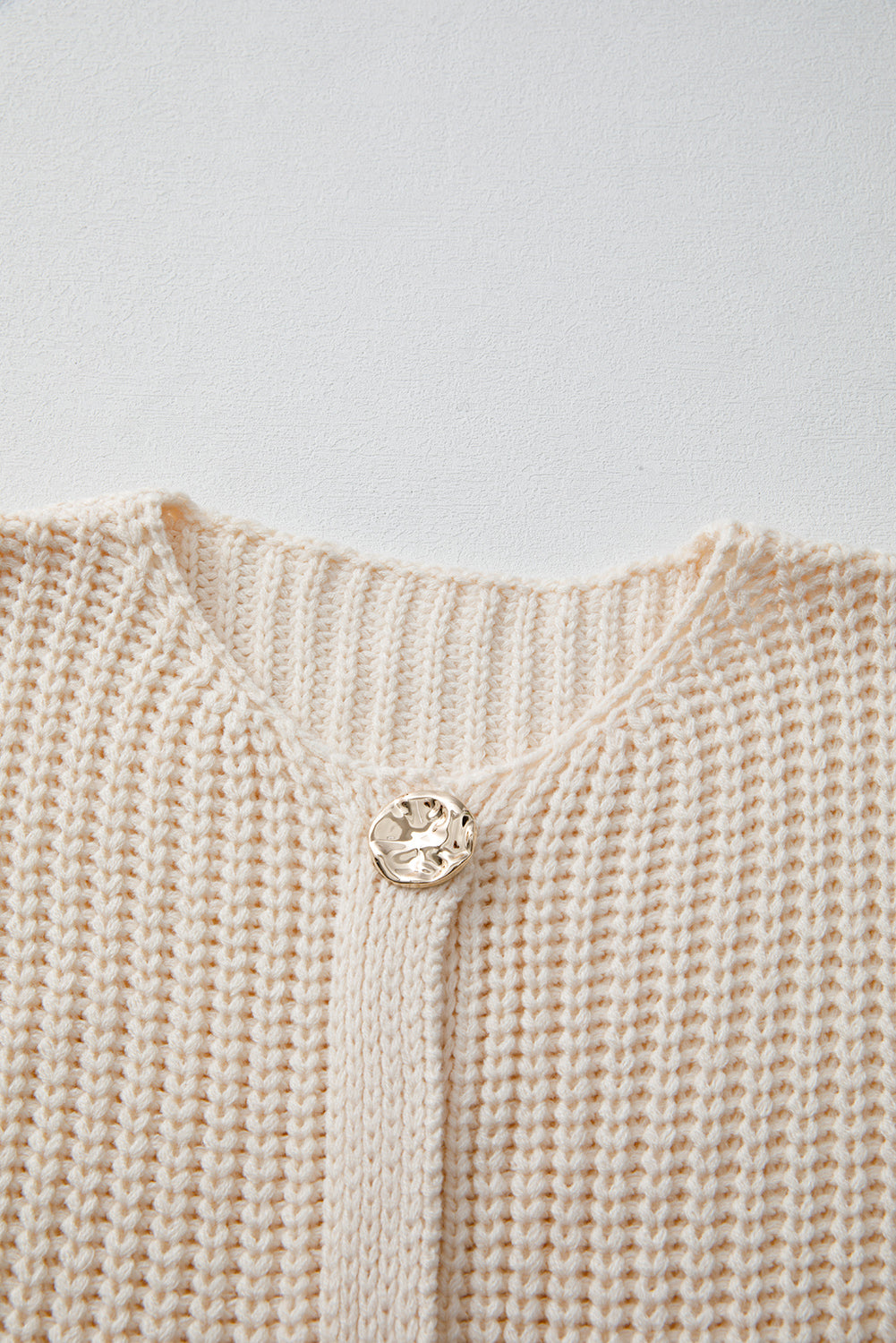 White Chunky Knit Button Front Sweater Vest Women
