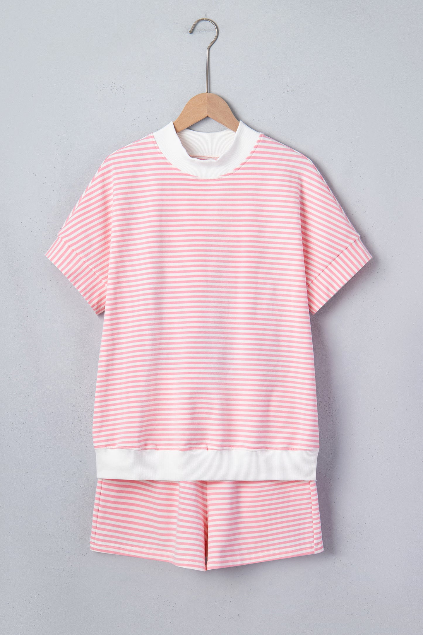 Casual Stripe 2 Piece Short Set Women Lounge Outfit