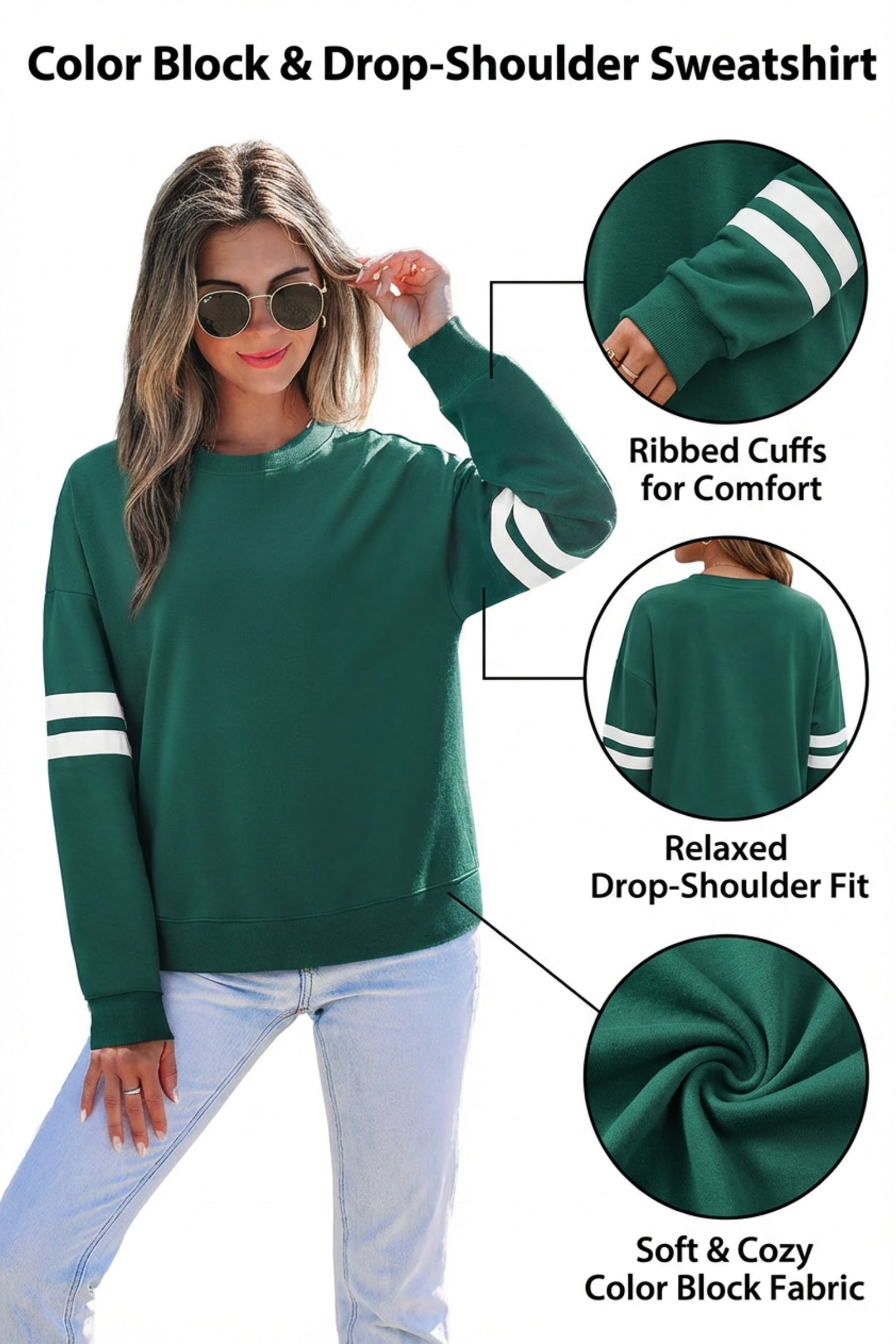 Varsity Stripe Drop Shoulder Oversized Women’s Sweatshirt
