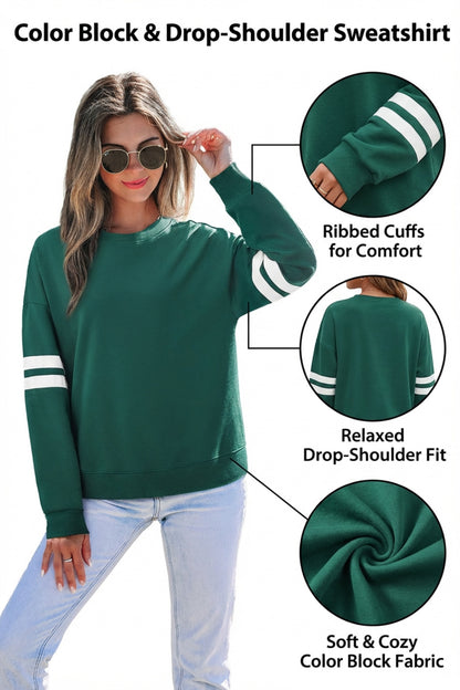 Varsity Stripe Drop Shoulder Oversized Women’s Sweatshirt