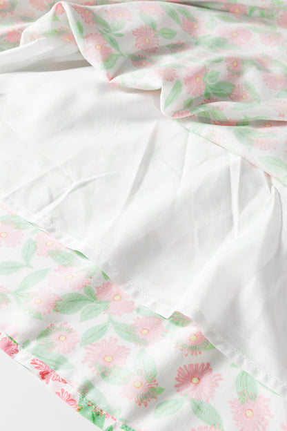 Easter Floral Ricrac Trim Puff Sleeve Dress
