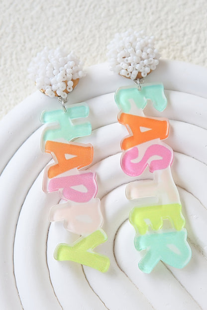 Happy Easter Acrylic Statement Drop Earrings