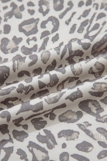 Leopard Print Long Sleeve Crew Neck Casual Sweatshirt