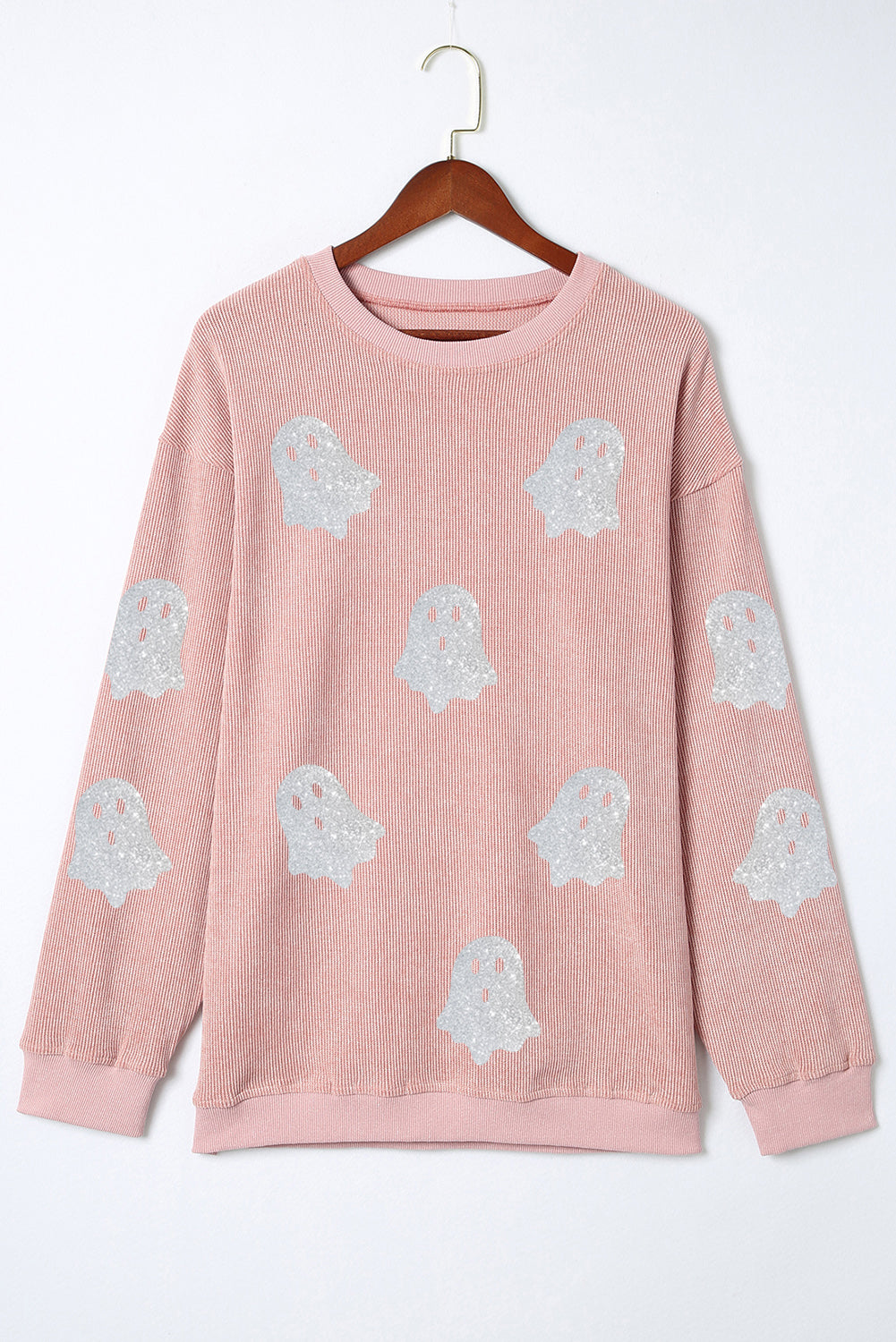 Halloween Ghost Graphic Corded Crewneck Sweatshirt