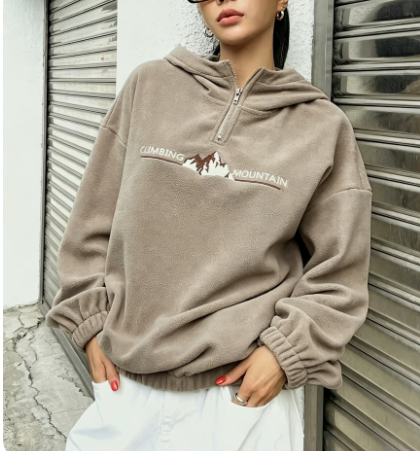 Women's Oversized Fleece Quarter Zip Hoodie
