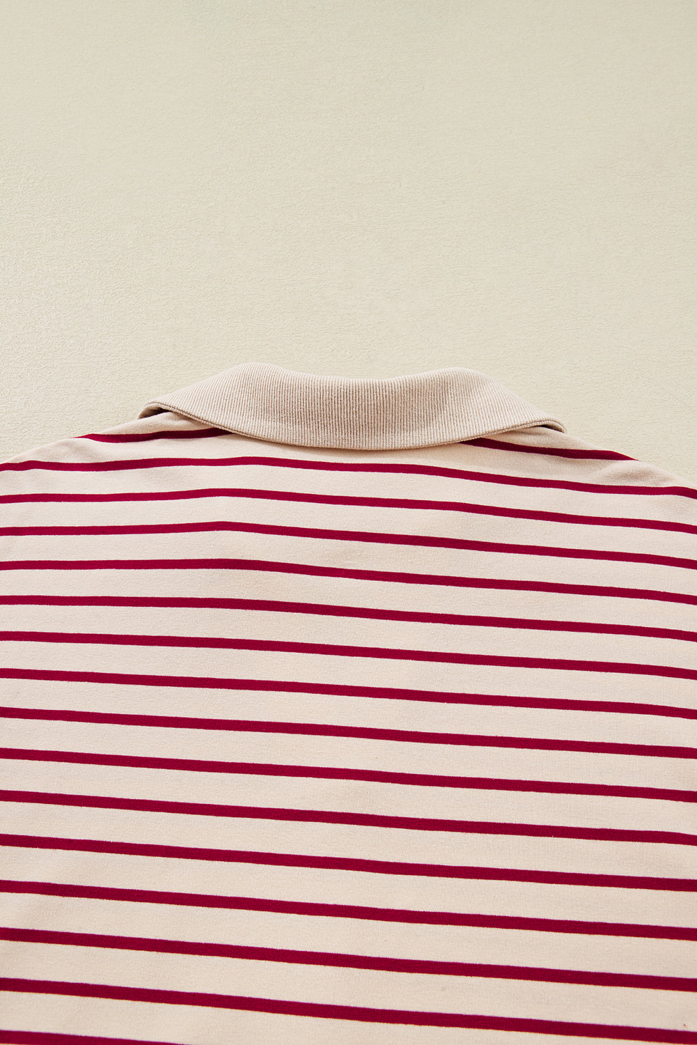 Red Stripe Collared Cropped Top & Bubble Skirt Set