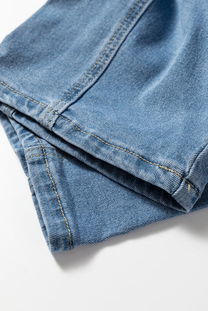 Dusk Blue Barrel Leg Denim Overalls
