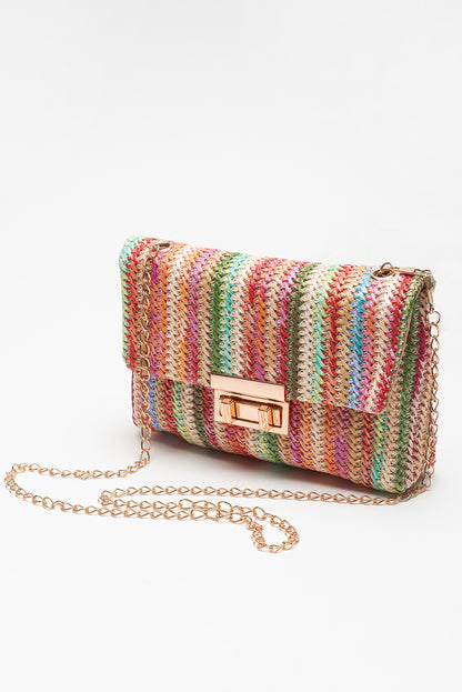 Multicolour Bohemian Woven Gold Chain Shoulder Bag