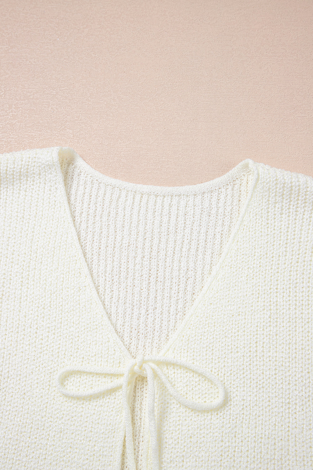 Beige Tie Front V Neck Sweater Vest Knit Top