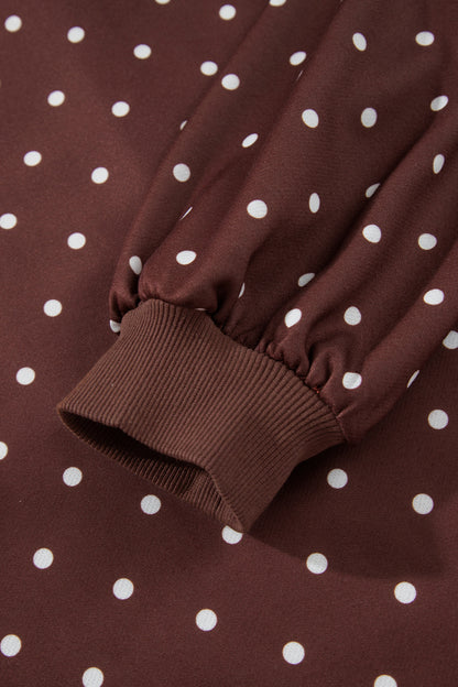 Polka Dot Button Collar Pullover Sweatshirt