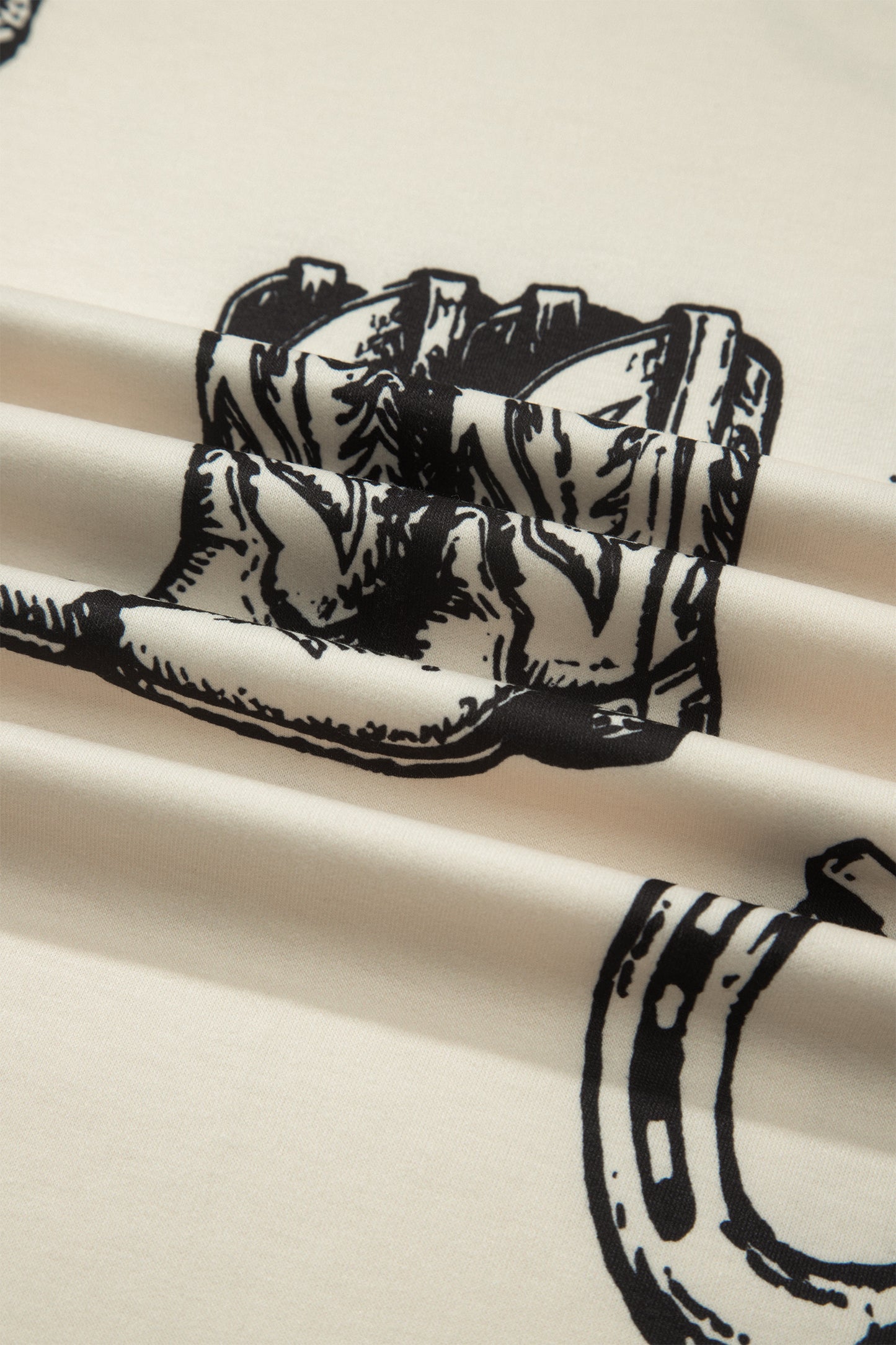 Beige Western Graphic Cowboy Boots Cactus Vintage Tee