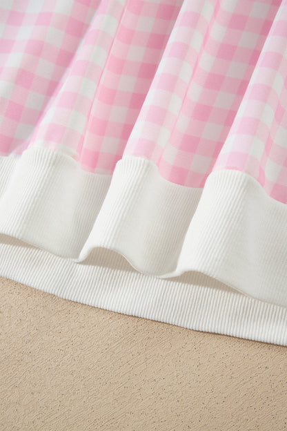 Plaid Polyester Pant Set Casual Wide Leg