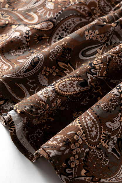 Paisley Print Mini Dress Women Puff Sleeve Casual Dress