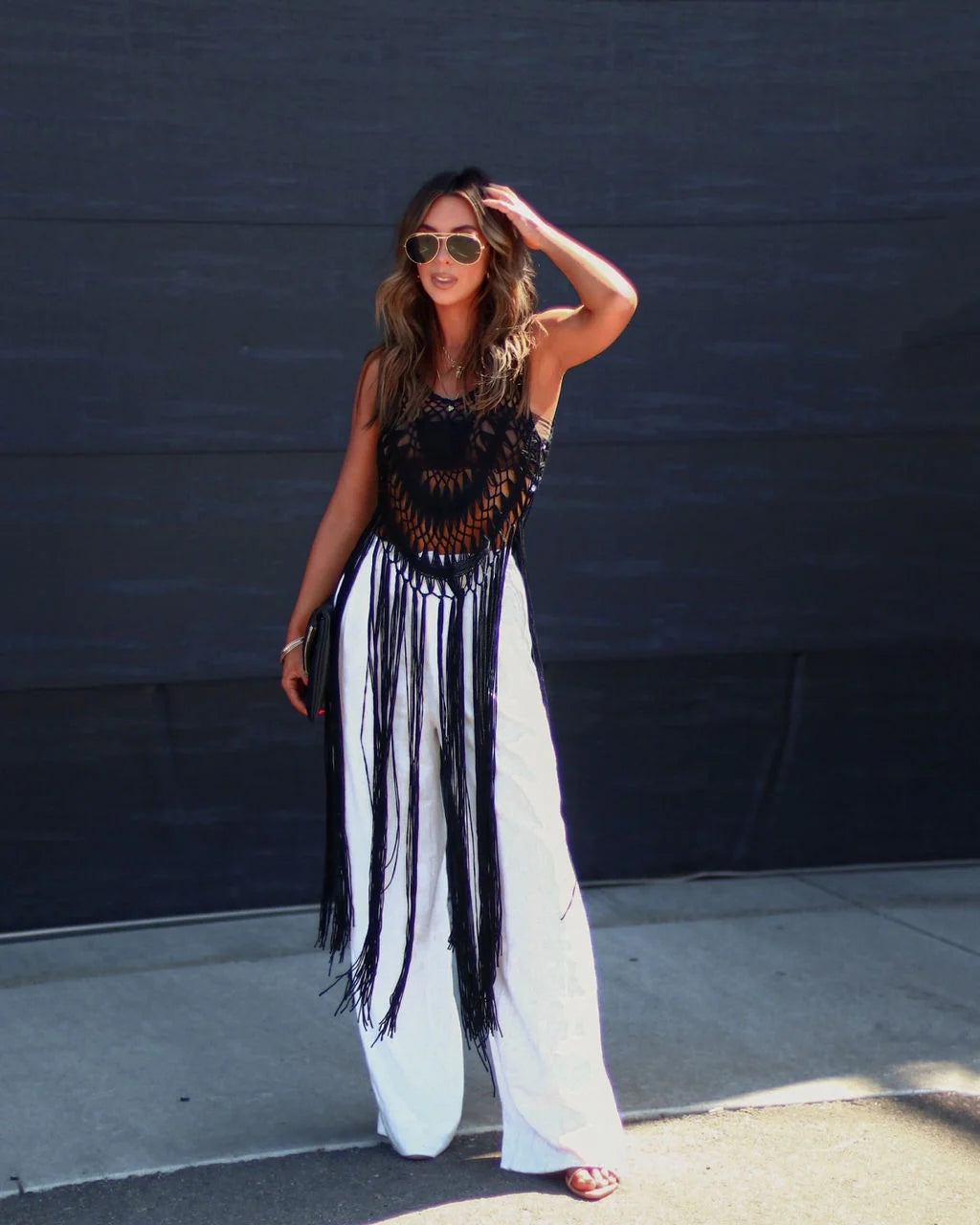 Boho Crochet Fringe Beach Cover Up Dress Swimsuit Resort Wear