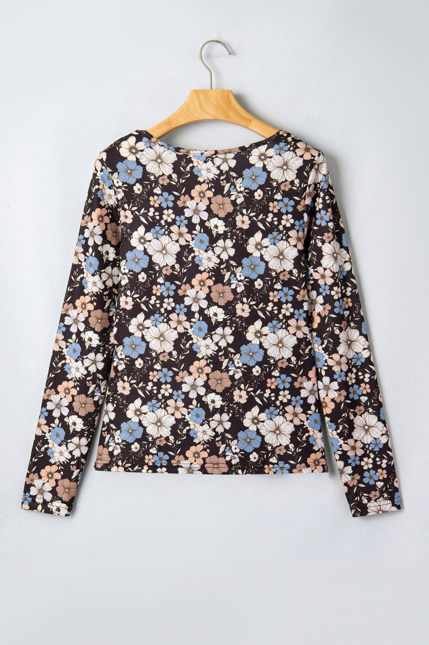 Brown Leopard Print Slim Long Sleeve T Shirt