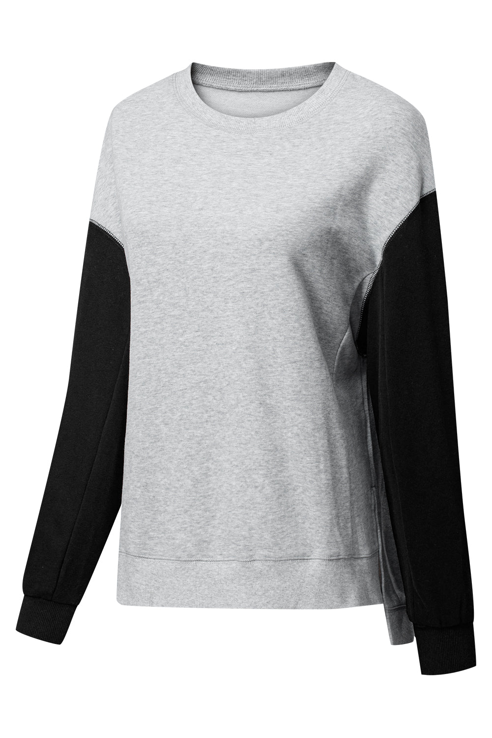 Two Tone Patchwork Drop Shoulder Pullover Sweatshirt