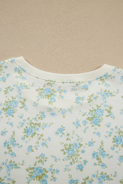Floral Short Sleeve Lounge Set Women Pocket Shorts Set