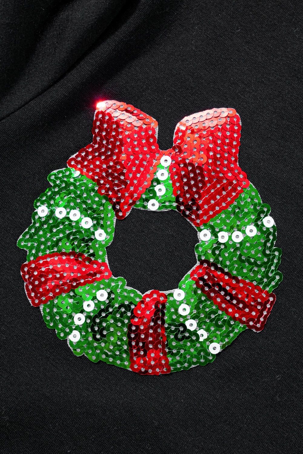 Black Sequin Christmas Holiday Graphic Crewneck T Shirt